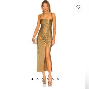 Gold midi dress w/ slit